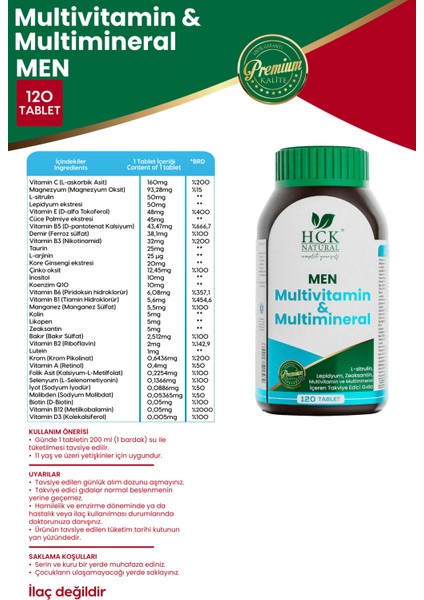 Men - Erkeklere Özel Multivitamin-Multimineral Kompleks 120 Tablet modelleri