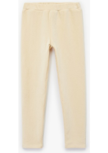 Beli Lastikli Yüksek Bel Basic Kadife Tayt