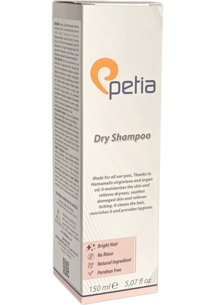 Petia Paw Dry Shampoo Doğal Kedi ve Köpek Kuru Köpük Şampuanı 150 ml fiyatları