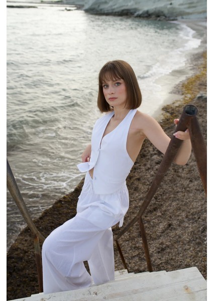 Keten Yüksek Bel Pantolon modelleri