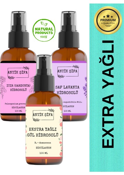 Hydra-S.o.s Hidrosol Seti - Lavanta, Sardunya ve Gül Suyu (3 x 100ML)