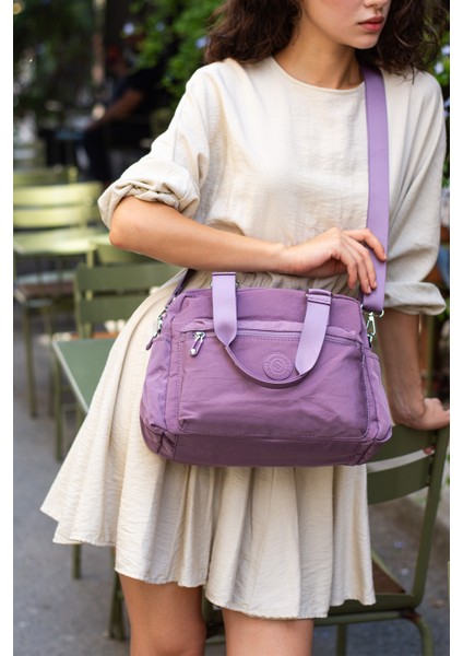 Çok Cepli Kadın Omuz Çantası Orta Boy Günlük HV4018 Açık Mor fırsatları