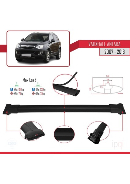 Vauxhall Antara 2007-2016 Arası ile Uyumlu Fly Model Ara Atkı Tavan Barı Siyah 2 Adet modelleri