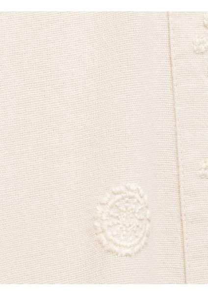 Pamuk-Viskon Karışımlı Nakış Detaylı Brodeli 3/4 Geniş Kol Uzun Kimono