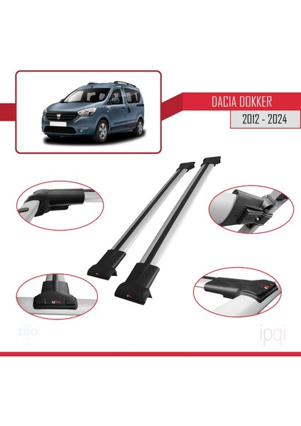 Dacia Dokker (K67) 2012-2024 Arası ile Uyumlu Fly Model Ara Atkı Tavan Barı Gri 2 Adet fırsatları
