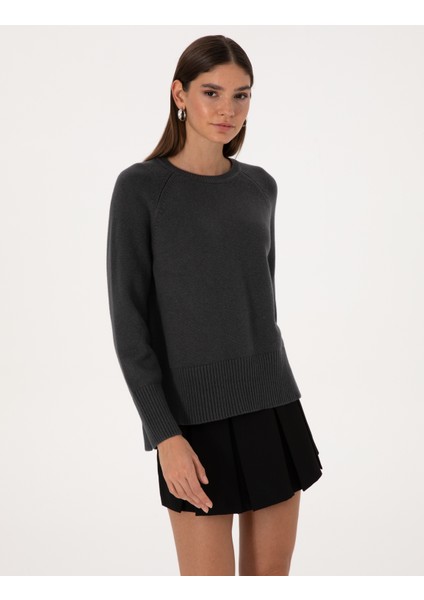 Kadın Antrasit Comfort Fit Yün Karışımlı Kazak 50316659-VR006