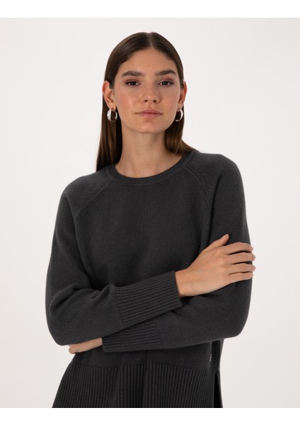 Kadın Antrasit Comfort Fit Yün Karışımlı Kazak 50316659-VR006 fiyatları