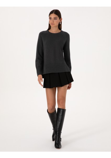 Kadın Antrasit Comfort Fit Yün Karışımlı Kazak 50316659-VR006 fırsatları