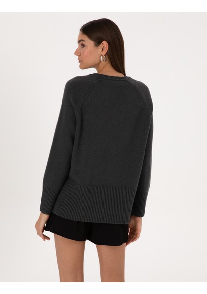 Kadın Antrasit Comfort Fit Yün Karışımlı Kazak 50316659-VR006 indirimleri