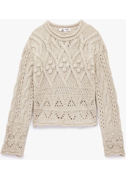 Bisiklet Yaka Uzun Kollu Örgü Dokulu Triko Crop Kazak modelleri