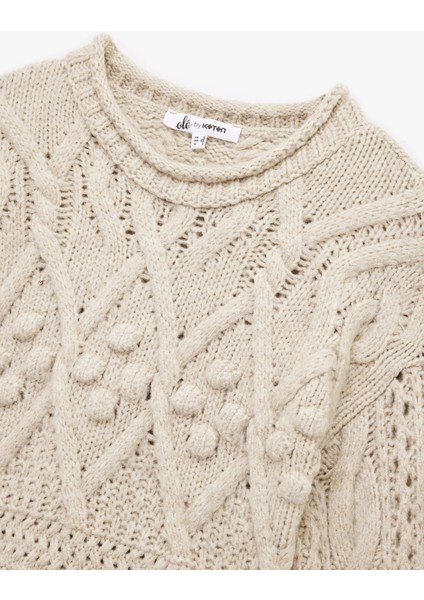 Bisiklet Yaka Uzun Kollu Örgü Dokulu Triko Crop Kazak indirimleri