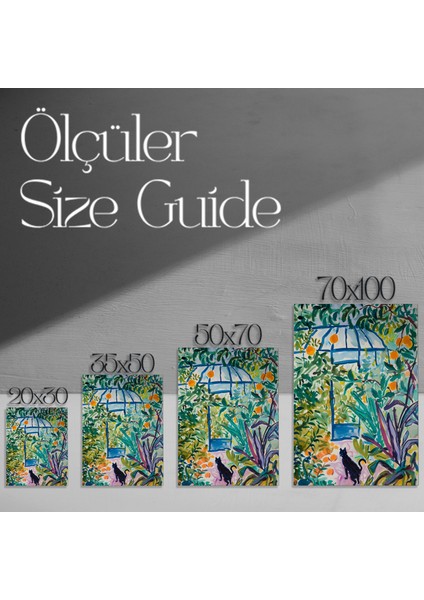 Bahçedeki Portakal Ağacı ve Kedi Soyut Boyama Tablosu modelleri