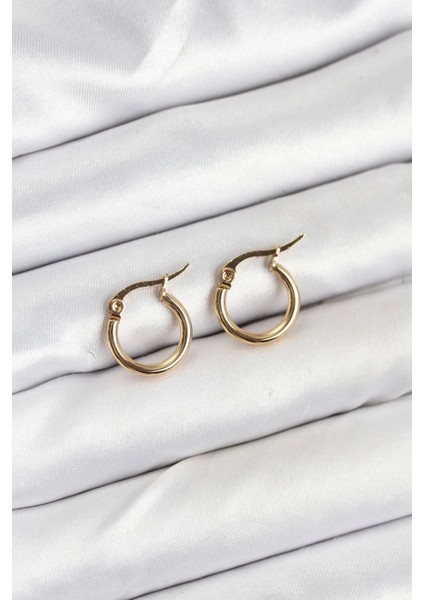 316L Çelik Gold Renk 12 mm Halka Kadın Küpe