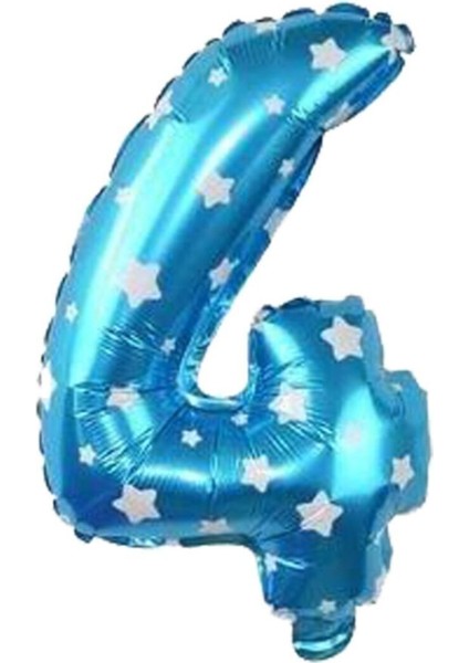 4 Rakam Mavi Renk 16 Inc 40 cm Balon Parti Malzemesi