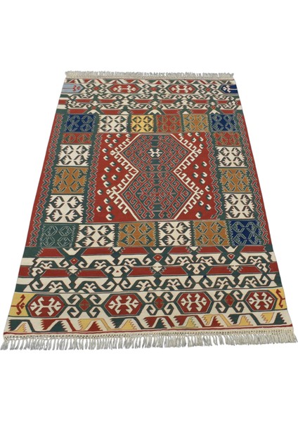 El Dokuma Benzersiz Yağcıbedir Yörük Yün Kilim 6410