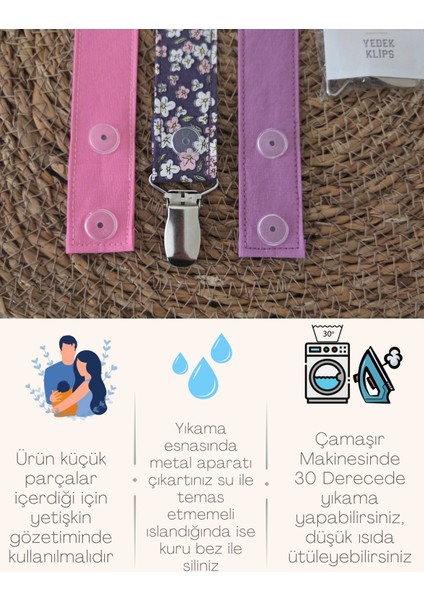3’lü Set Bebek Emzik Askısı - Emzik Zinciri - Yenidoğan Kumaş Askı %100 Pamuk Yıkanabilir fiyatları