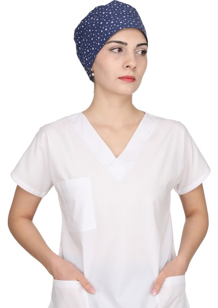 Mavi Mini Yıldız Desenli Doktor Hemşire Aşçı Bonesi Unisex Cerrahi Bone fiyatları