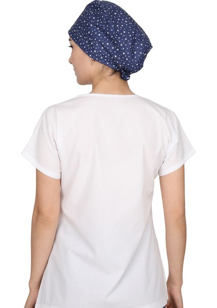 Mavi Mini Yıldız Desenli Doktor Hemşire Aşçı Bonesi Unisex Cerrahi Bone modelleri