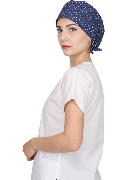 Mavi Mini Yıldız Desenli Doktor Hemşire Aşçı Bonesi Unisex Cerrahi Bone fırsatları