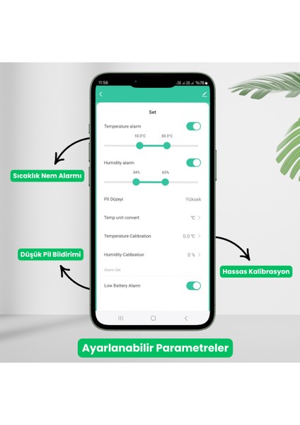 Wifi Pilli Sıcaklık ve Nem Sensörü ( Tuya - Smart Life Uyumlu )