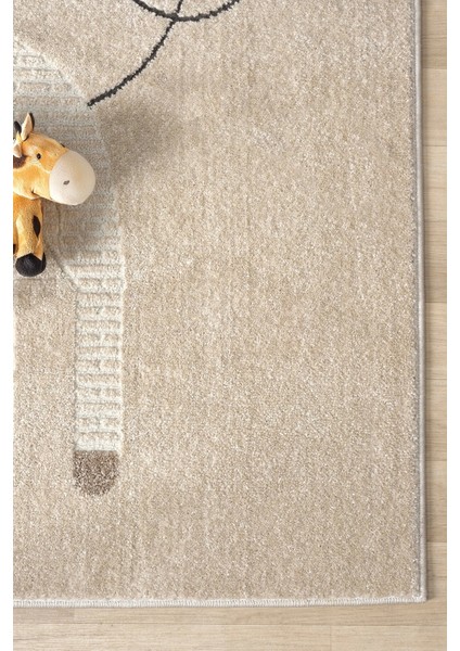 Yumuşak Dokuma Halı Zürafa Figürlü Leke Tutmaz Bebek Odası Çocuk Odası Genç Odası Halısı Zürafa