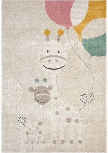 Yumuşak Dokuma Halı Zürafa Figürlü Leke Tutmaz Bebek Odası Çocuk Odası Genç Odası Halısı Zürafa
