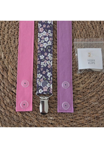 3’lü Set Bebek Emzik Askısı - Emzik Zinciri - Yenidoğan Kumaş Askı %100 Pamuk Yıkanabilir modelleri