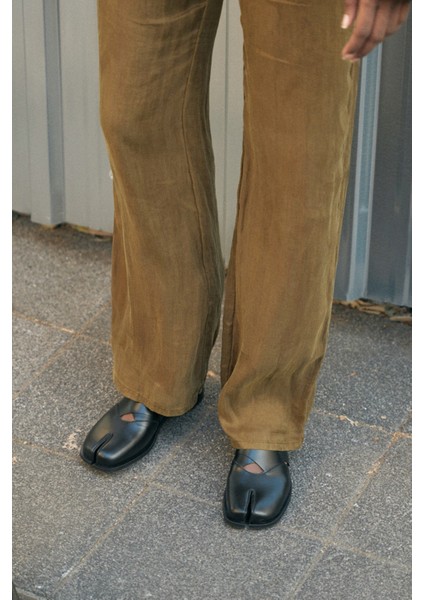Loafer 2507 - Parmak Arası Çapraz Siyah Kadın Loafer