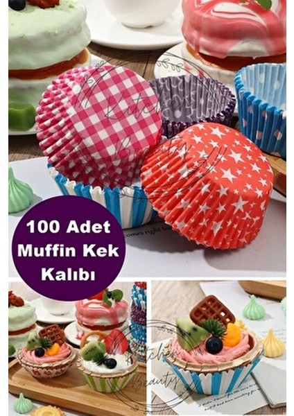 100 Adet Kağıt Kek Kapsülü | Muffin Cupcake Kek Kapsülü | 100'lü Kağıt Kek Kalıbı