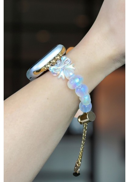 Apple Watch 10/11/9/8/7/6/5/4/3/SE/ULTRA/HK/PRO/MAX 49MM 46MM 45MM 44MM 42MM Kordon Boncuk Kalp Fiyonk
