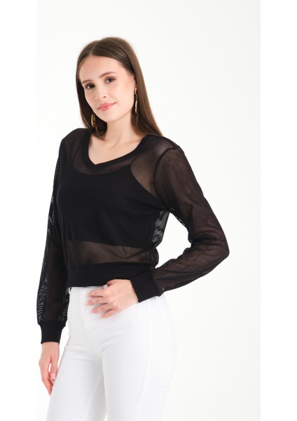 Uzun Kol V Yaka File Bluz fırsatları