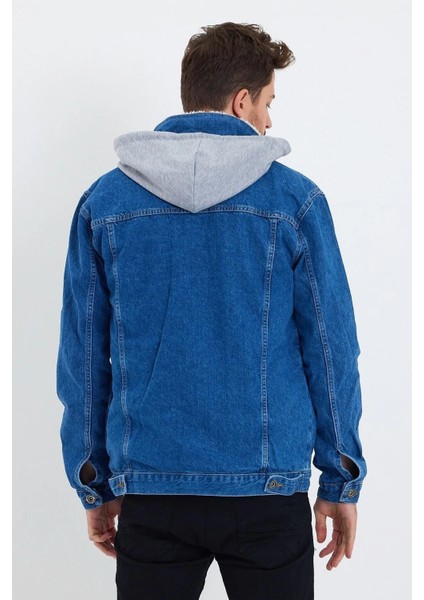 Erkek Kürklü Oversize Mavi Kapşonlu Kot Mont indirimleri