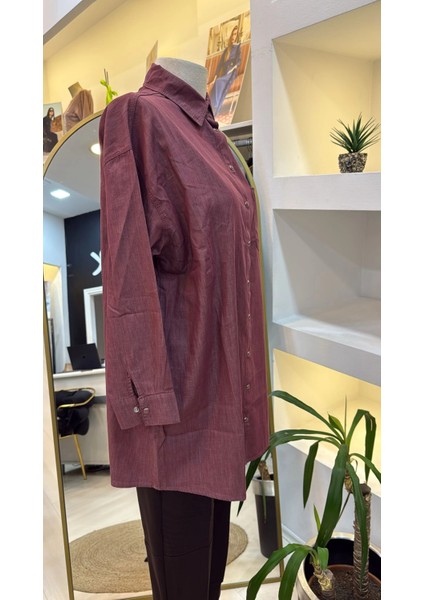 Ince Denim Gömlek - 7163 Bordo