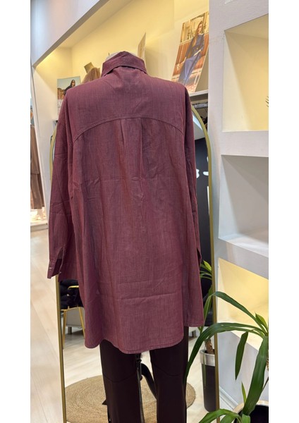 Ince Denim Gömlek - 7163 Bordo