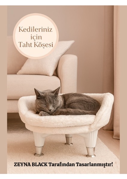 Kedinize Özel Taht | Kedi Yatağı | 35 ve 45 cm Ölçüler | Kedilere Özel Lüks Ayaklı Tasarım | Modern ve Şık Görünüm | Kediler Için Rahat Dinlenme, Oyun ve Keyif Alanı Sunan Dayanıklı ve Konforlu Ürün