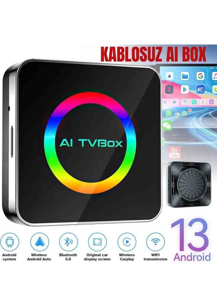 Kablosuz Carplay Aı Box 2025 – iPhone & Android Auto Uyumlu, Netflix, Youtube