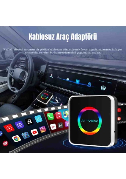 Kablosuz Carplay Aı Box 2025 – iPhone & Android Auto Uyumlu, Netflix, Youtube fırsatları