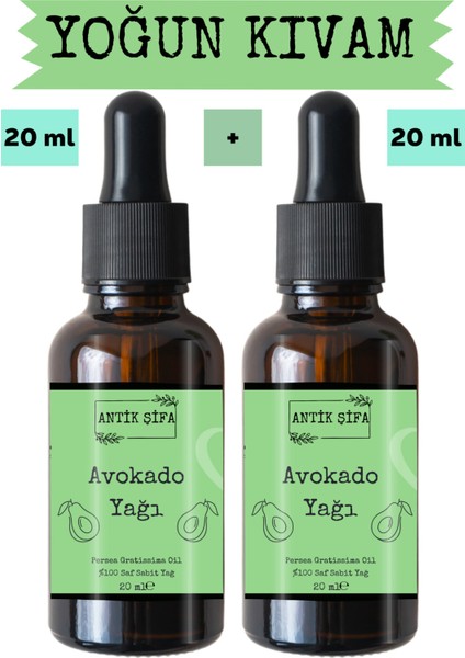 Avokado Yağı (2 x 20 Ml) - %100 Seyreltilmemiş, Doğal Avokado Sabit Yağ
