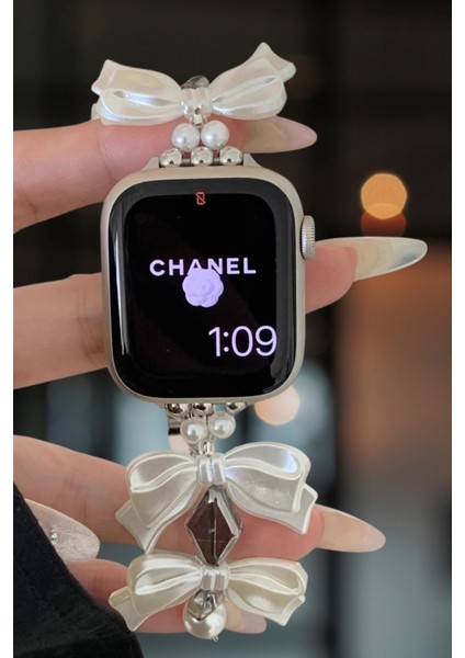 Apple Watch 10/11/9/8/7/6/5/4/3/SE/ULTRA/HK/PRO/MAX 49MM 46MM 45MM 44MM 42MM Kordon Boncuk Kalp Fiyonk