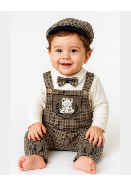 Erkek Bebek Peluş Ayıcık Tulum Takımı 2’li – 0-12 Ay Asliva