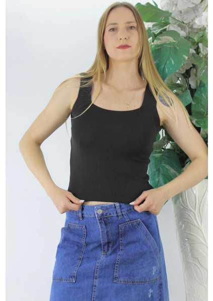 Kare Yaka Triko Atlet Siyah - LKS1230.28 fiyatları