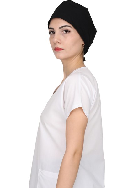 Siyah Renk Unisex Doktor Hemşire Cerrahi Bone Hastane Aşçı Bonesi Iş Bandanası fırsatları