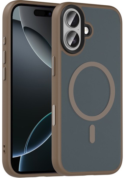 iPhone 17 Kılıf Magsafe Özellikli ve Şerit Renkli Şık Velure Premium Sert Tpu Silikon Kapak