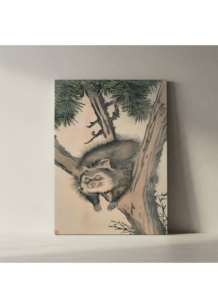 Japon Ukiyo-E Tarzı Racoon ve Çam Ağacı Tablosu fiyatları