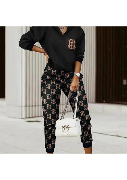 Mdb Kadın Uzun Kollu Iki Iplik Kumaş Fermuar ve Cep Detay Kapüşonlu Ikili Takım