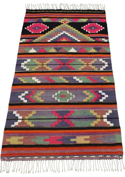 El Dokuma Renkli Otantik Şaheser Malatya Yün Kilim 6399
