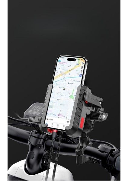 Yeni Profesyonel Titreşim Modüllü Ayna ve Gidon Bağlantılı Motosiklet Bisiklet Atv Telefon Tutucu