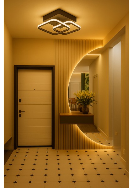 Ares Siyah Kare Yeni Süper Gün Işığı Ledli Avize