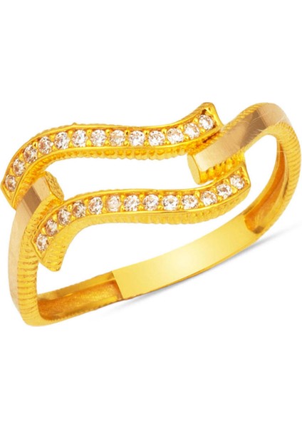 Zikzaklı Ajda 14 Ayar Altın Kaburga Yüzük