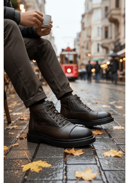 Gusta Bağcıklı Fermuarlı Içi Kürklü Erkek Kışlık Bot